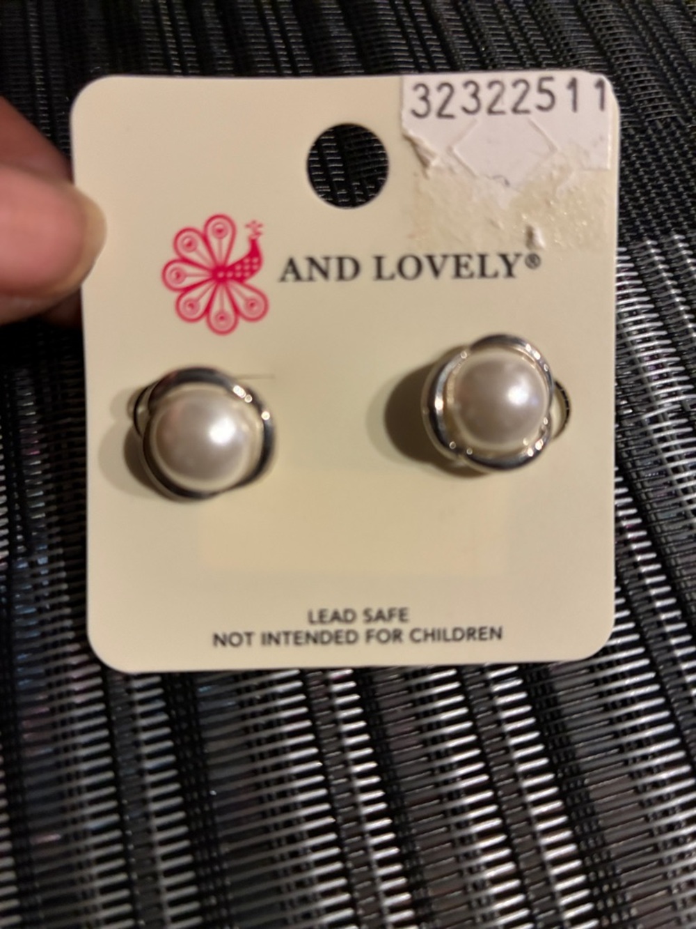 Pearlescent White Stud Earrings - Silver Trim